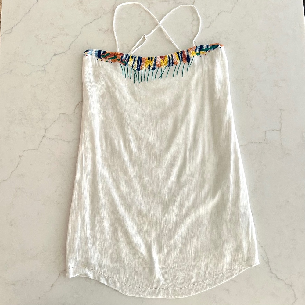 French Connection Melissa Lined Shift Dress - Floral Embroidery - White - US 6
